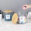 1pcs/2pcs Large Clear Laundry Container for Organizing, Plastic Laundry Dispenser Jars with 3 Bamboo Lids and 3 Labels 1