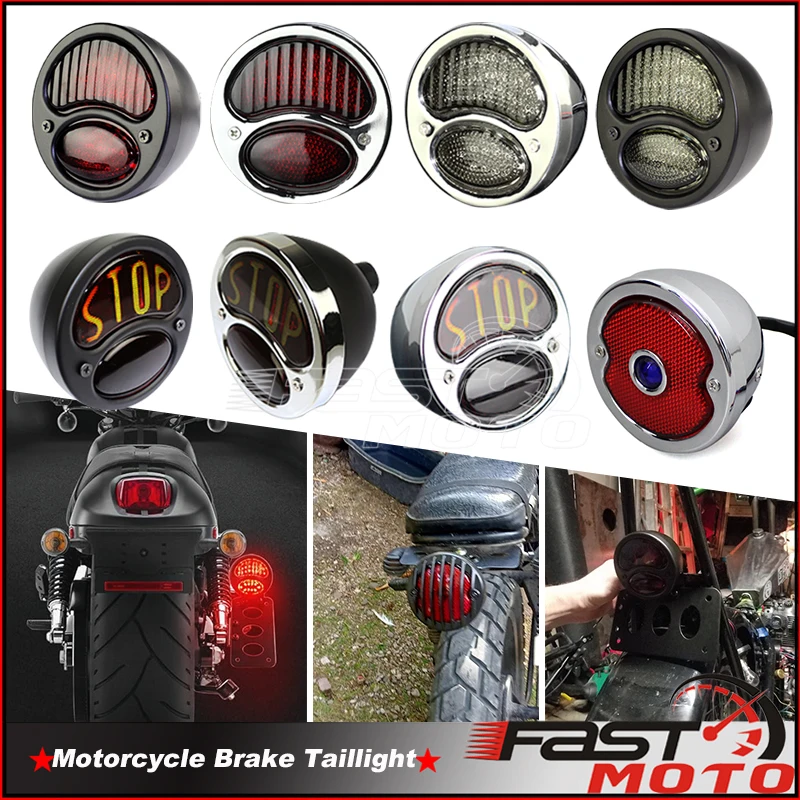 

Motorcycle Vintage Brake Taillight Rear Stop Lights Tail Lamp For Harley Sportster XL1200 XL883 Side Mount Tail Light Cafe Racer