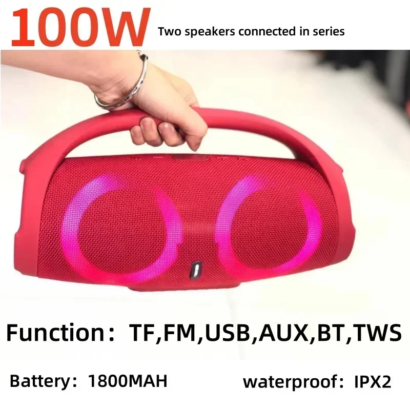 

100W High Power Bluetooth Speaker Portable Handheld LED Colorful Light Outdoor Waterproof Subwoofer 3D Stereo Surround Sound TWS