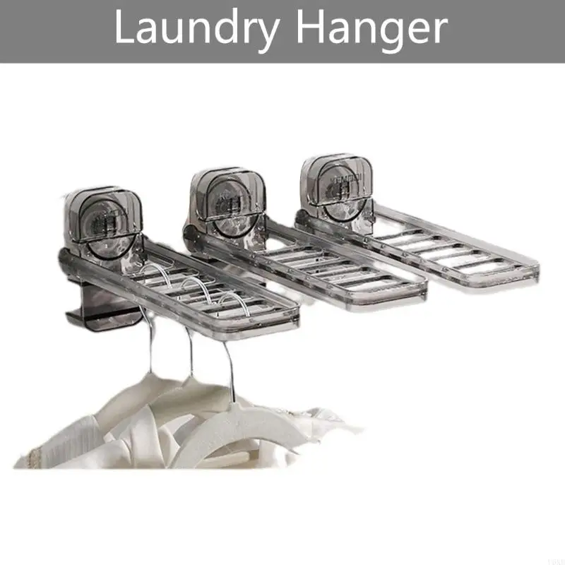 U6XB Suction Cup Clothes Hanger Foldable Hanger with Suction Cup Retractable Wall Mounted Clothing Drying Rack 5