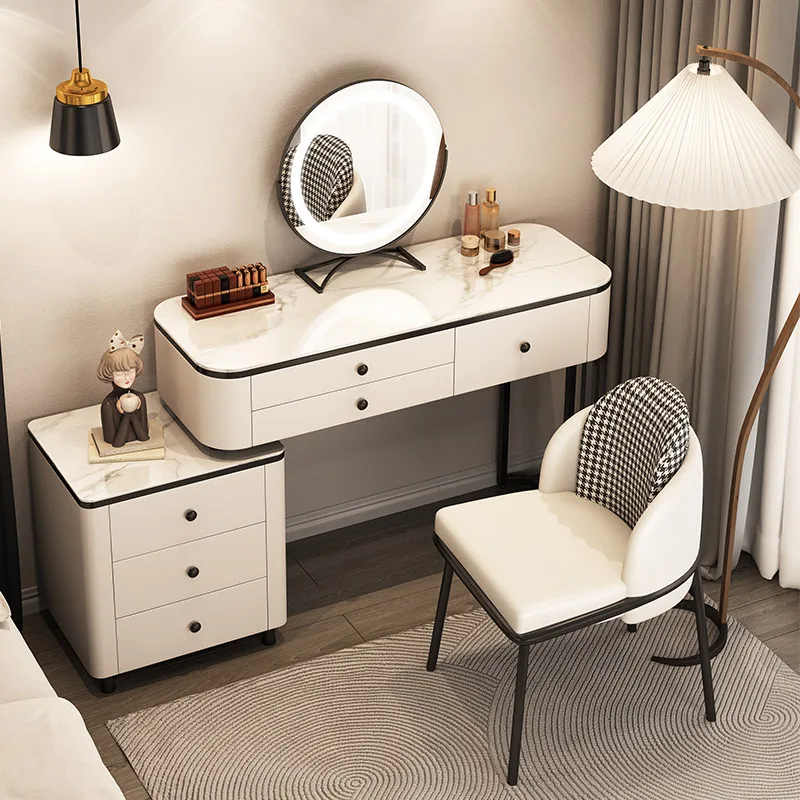 

European Luxury Dressing Table Mirror Cabinet Lacquer Wooden Dresser Jewelry Storage Penteadeira De Maquiagem Home Furniture