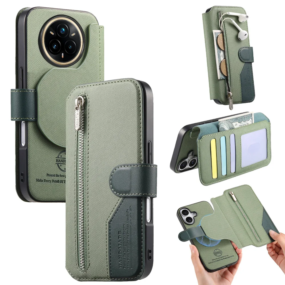 Luxury 2-in-1 Detachable Leather Wallet Card Case with Magnetic Closure