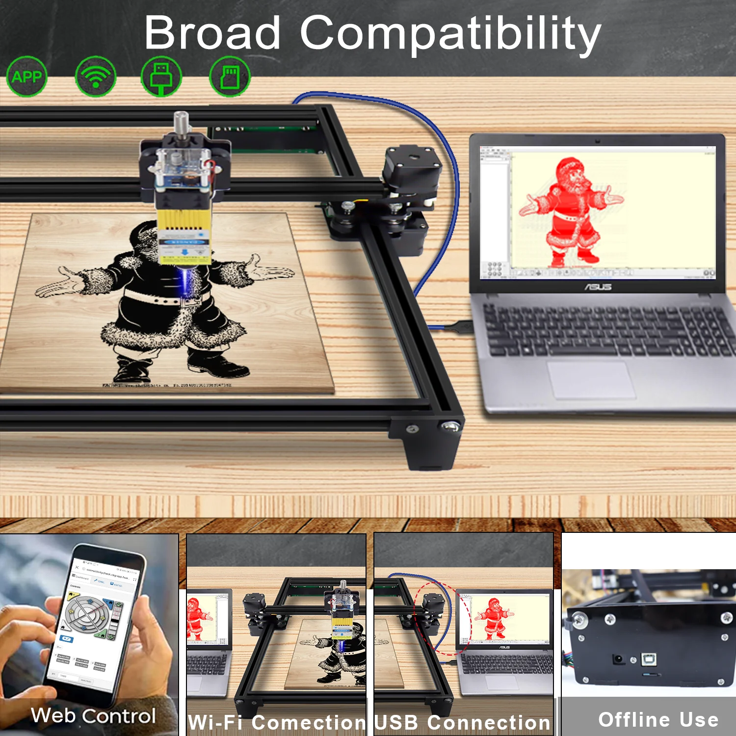 40W 80W Large Frame Laser Cutting Engraving Machine 32-bit High Processing Wireless Offline Printing CNC Router laser engraving machine wood router machine