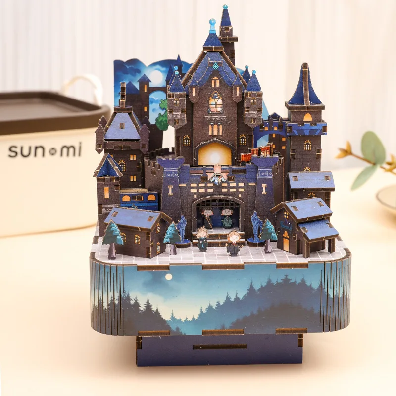 Handgemachte DIY Magic Castle Mangyang Spieluhr Selbstspleißende Holzspleiß-Spieluhr Desktop-Ornamente Weihnachten Geburtstagsgeschenk – Detail 3