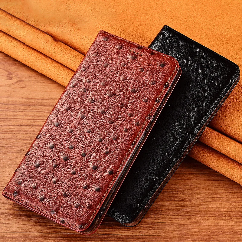 

Ostrich Veins Genuine Leather Case Cover For Nokia X5 X6 X7 X71 X10 X20 C1 C2 C3 Plus Wallet Flip Cover