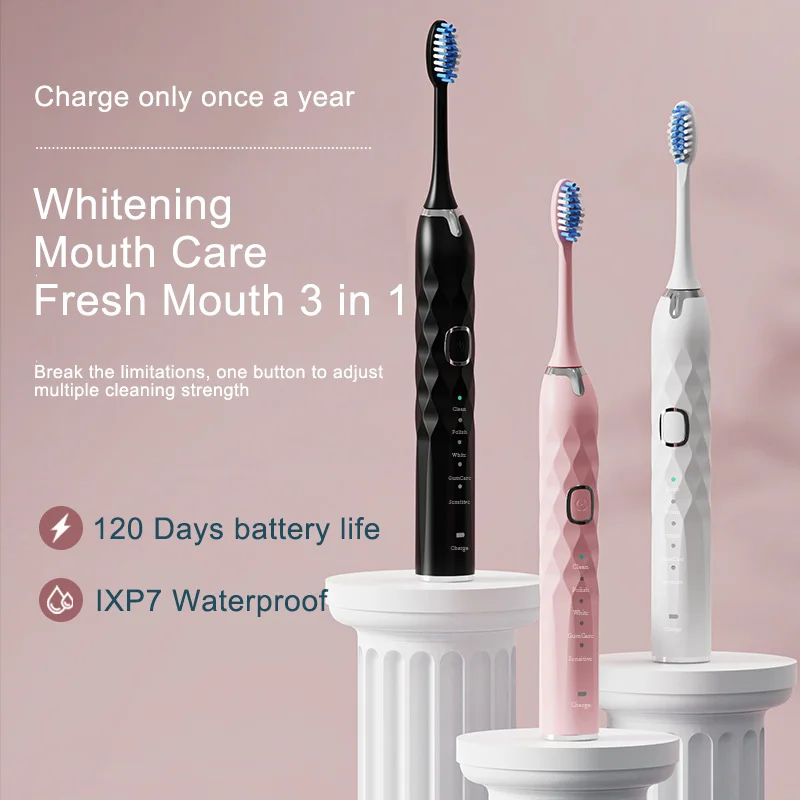 

Ultrasonic Electric Toothbrush High-end Adult Toothbrush IPX7 Waterproof Whitening Teeth Travel Fit Dental Cleaning Oral Hygiene