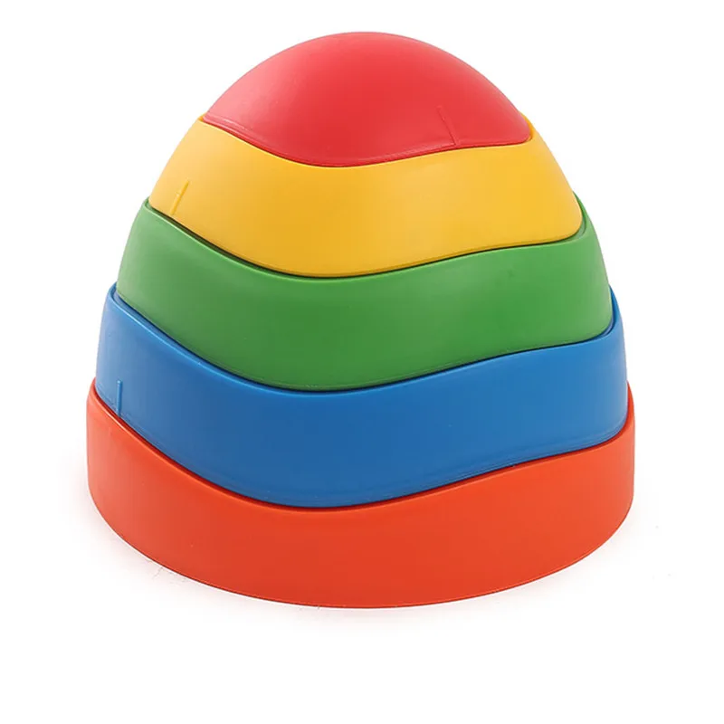 Nesting of all the stepping stones together each one a different color