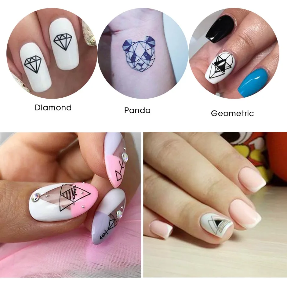 Nail Stickers Nail Art Decoration Nail Art Tools 12pcs Geometric Nail Sliders Water Sticker Set Animal Deer Watercolor Ink DIY Manicure Design Nail Art Decals Foil CHBN1129-1140