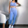 2 Pcs Yoga Set Women Hollow Back Sports Bra+Hip Lifting Sports Shorts Workout Set Seamless Fitness Gym Set Sportswear Tracksuit 5