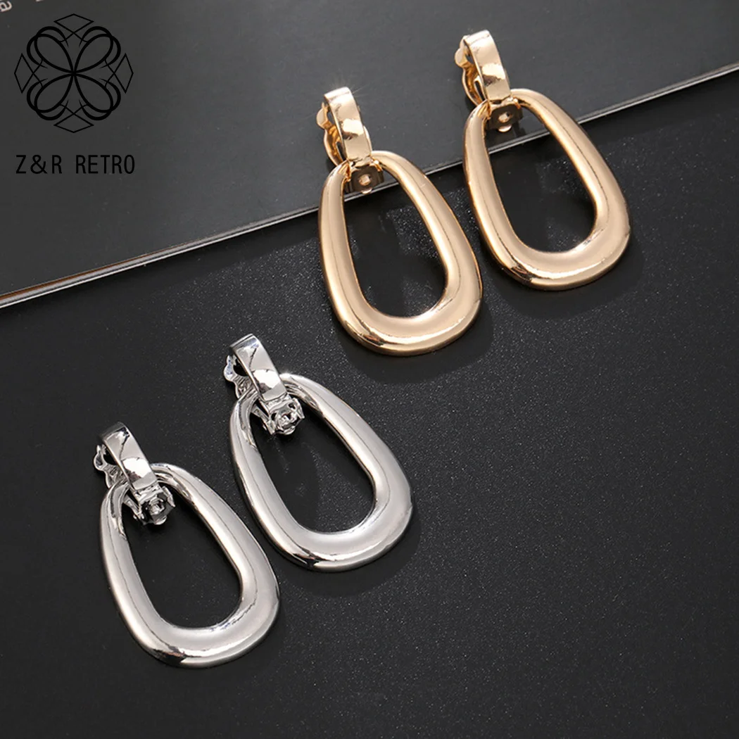 Vintage Gold Color Silver Color Clip Earrings Jewelry for Women Hanging Suspension Gothic Pendientes Accessories Valentines Day