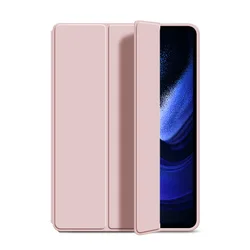 Premium Flip Stand Protective PU Cover with Soft TPU Back Shell, Tri - Fold Design for Poco Pad X1 11.2 -IN (Baby powder)