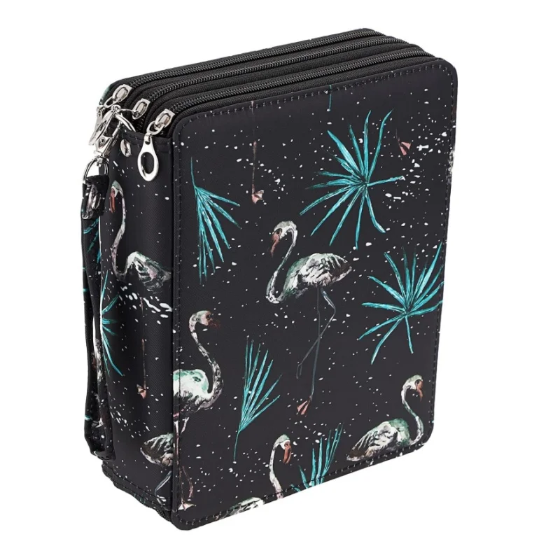Color Pencil Case 120-slot Large Capacity with Handle Printing Pattern