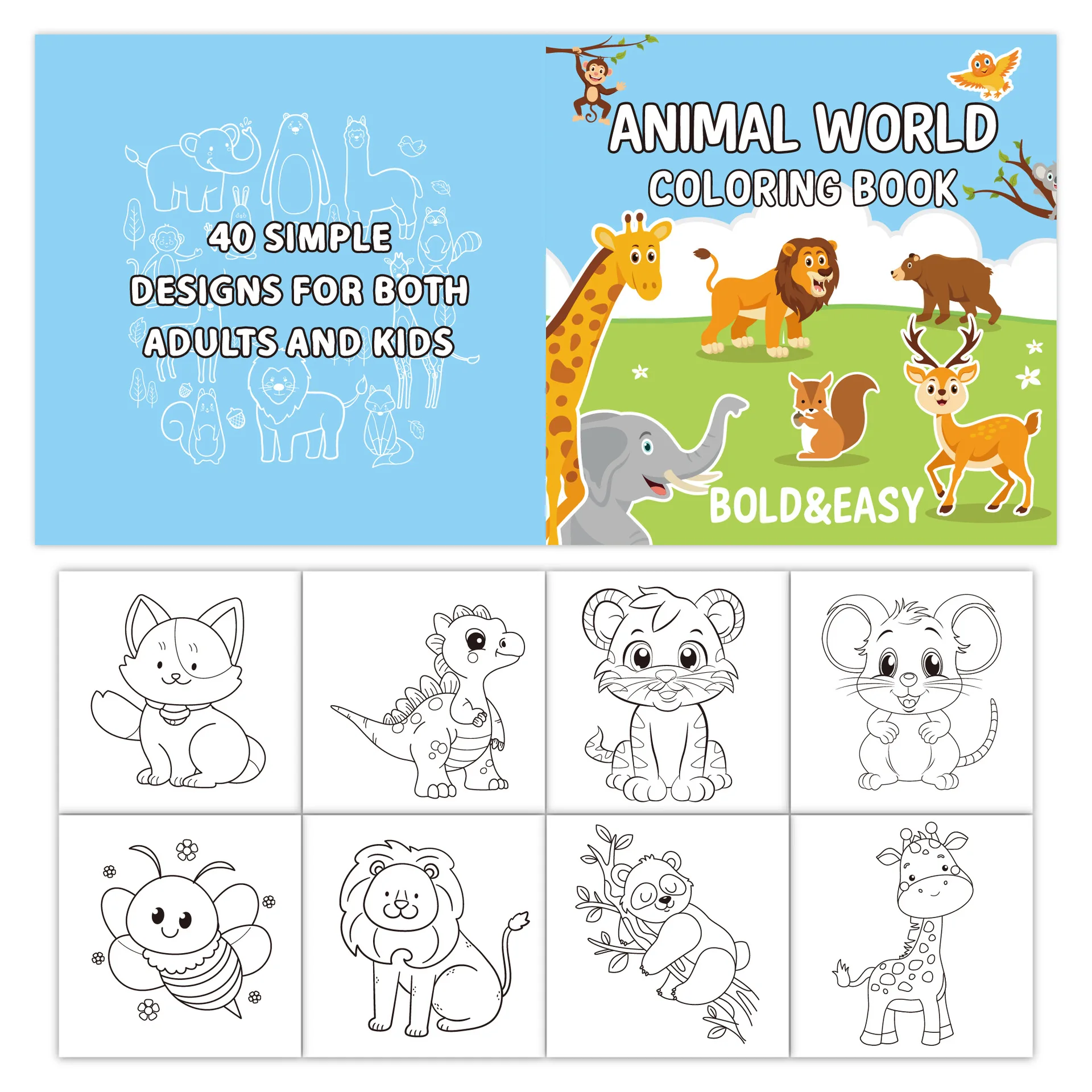 Animal Coloring Book Adorable Animal Character Drawing Book 40 Sheets Coloring Doodles Book Easy And Simple Designs For DIY 2