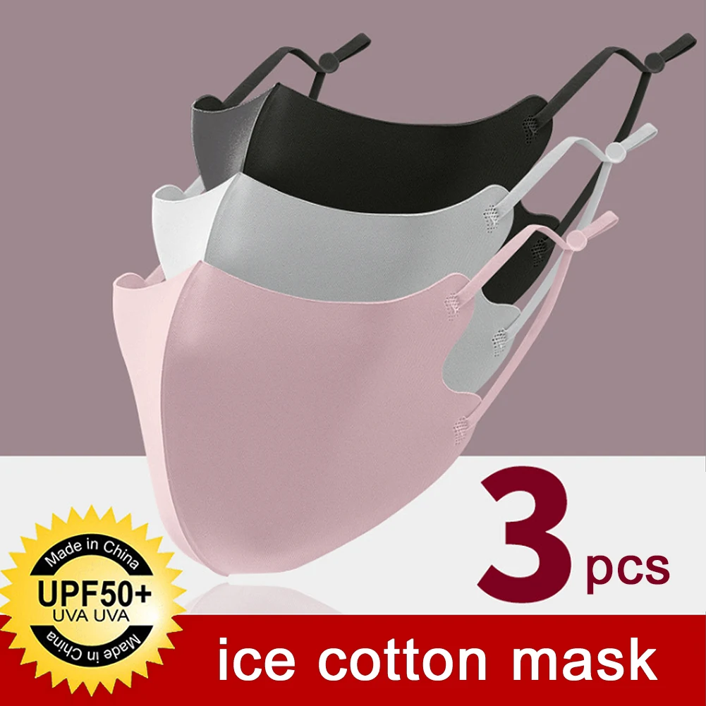 3Pcs Anti-uv Cycling Mask UPF50+ Ice Silk Sunscreen Mask Summer Outdoor Sports Riding Face Mask Sun Visor Riding Driving Mask