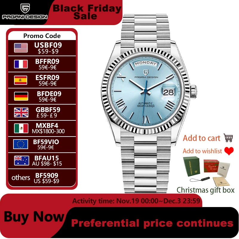 PAGANI DESIGN 2025 New DD36 Men's Watches Top brand Luxury Mechanical Automatic Watch Men AR Sapphire Wristwatch Men 10Bar ST16