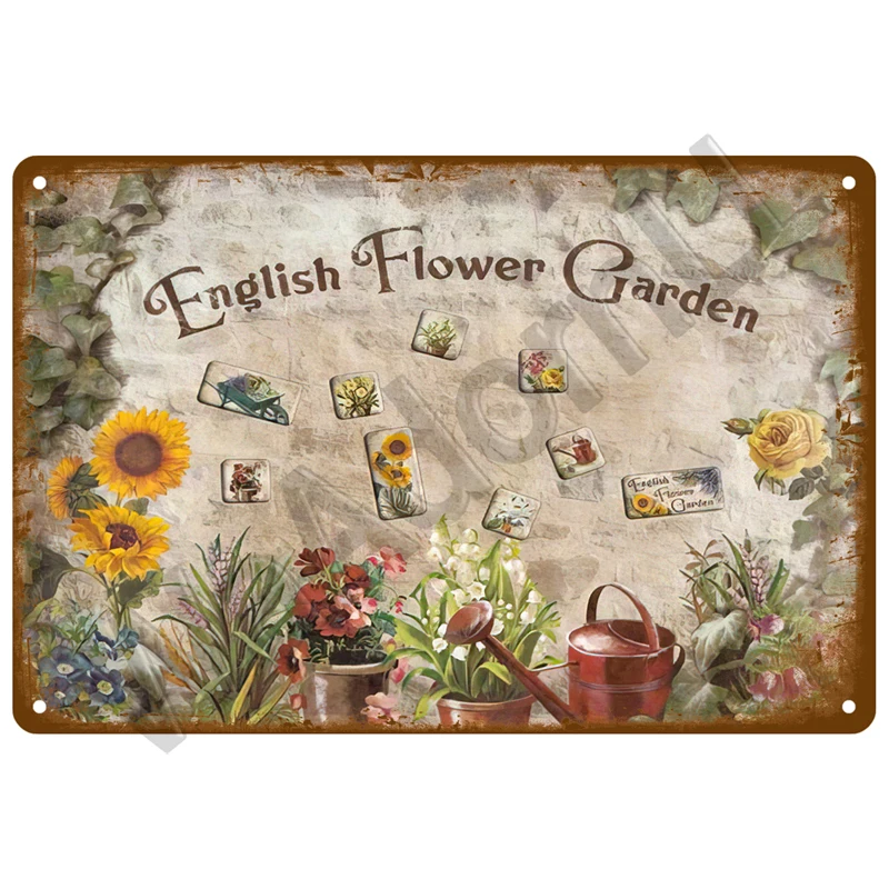 Retro Blumen Vogel Metall Zeichen Garten Dekorationen Wand Kunst Wandbild Vintage Zinn Zeichen Hause Platte Zimmer Dekor Garten Malerei Geschenk Bauernhof – Detail 9