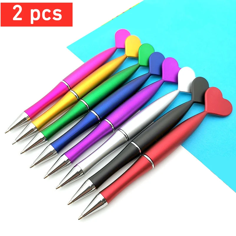 2 pcs Valentine's Day Heart Shape Pens Black Gel Ink Rollerball Pens for Office School Supplies Birthday Presents ballpoint pen