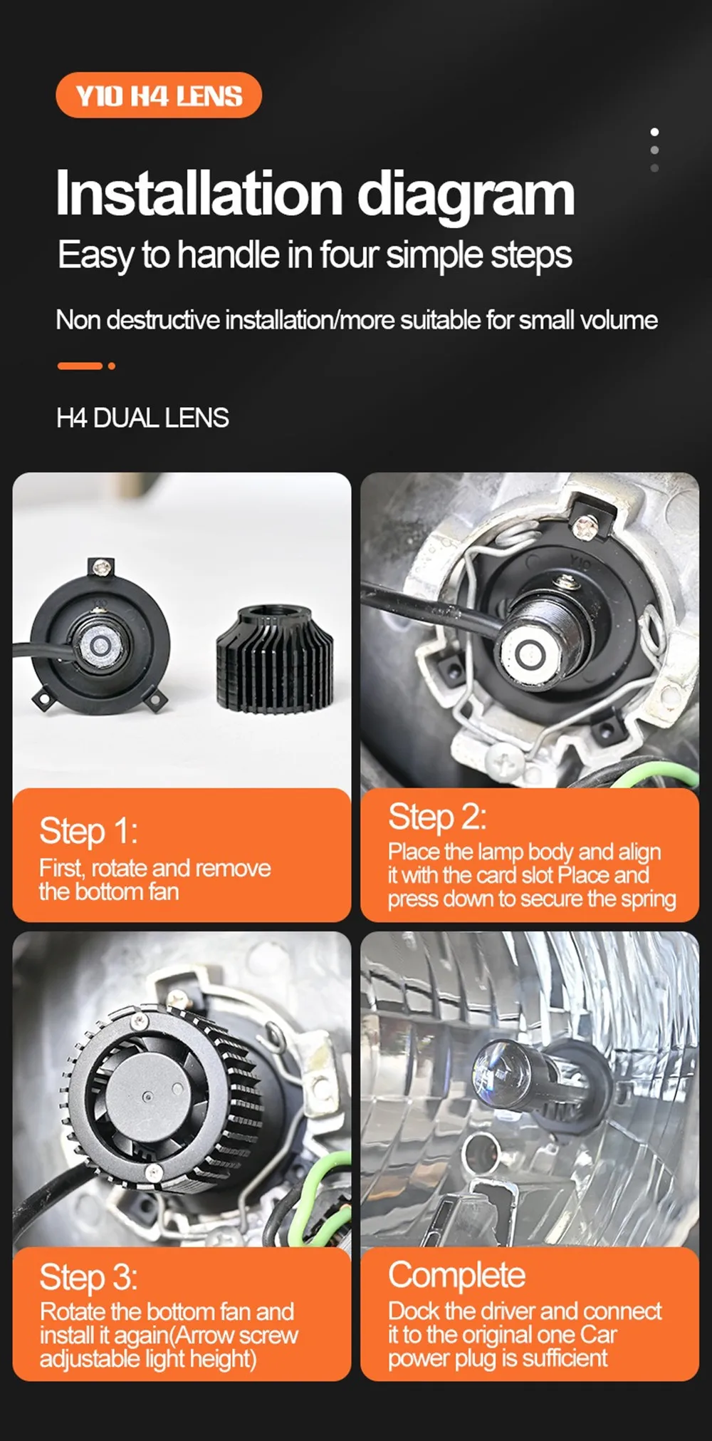 Y10 H4 Led Lamp Mini Projector Car Canbus Led Lens H7 kit Bulb Headlight 6000K 1