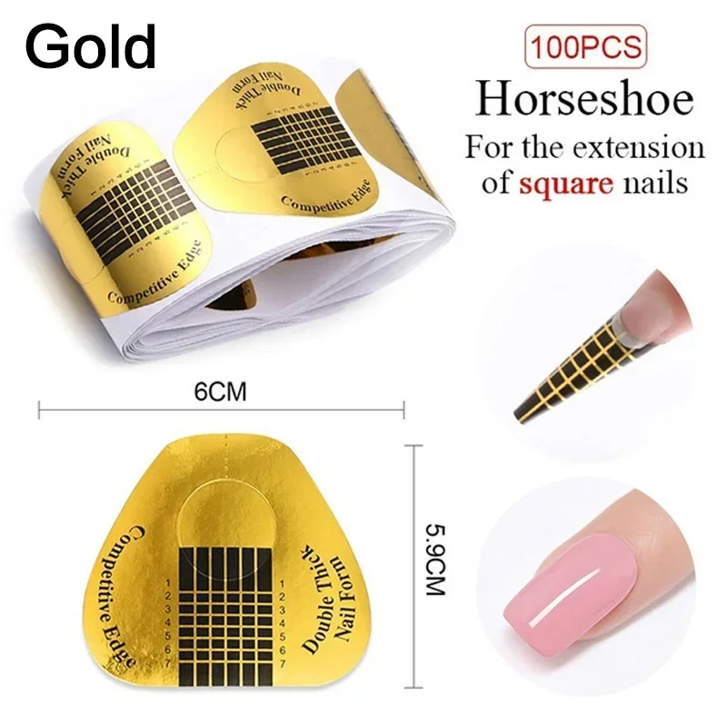 100개 아크릴 네일 몰드 프렌치 네일 연장 매니큐어 템플릿 젤 네일 아트 도구 (쏙 오프)