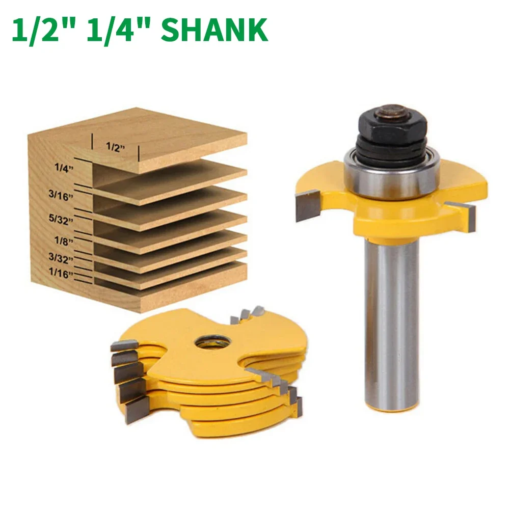 

2PC/Set 1/2" 12.7MM 1/4" 6.35MM Shank Milling Cutter Wood Carving 6 Piece Slot Cutter Router Bit Woodworking Chisel Cutter Tool