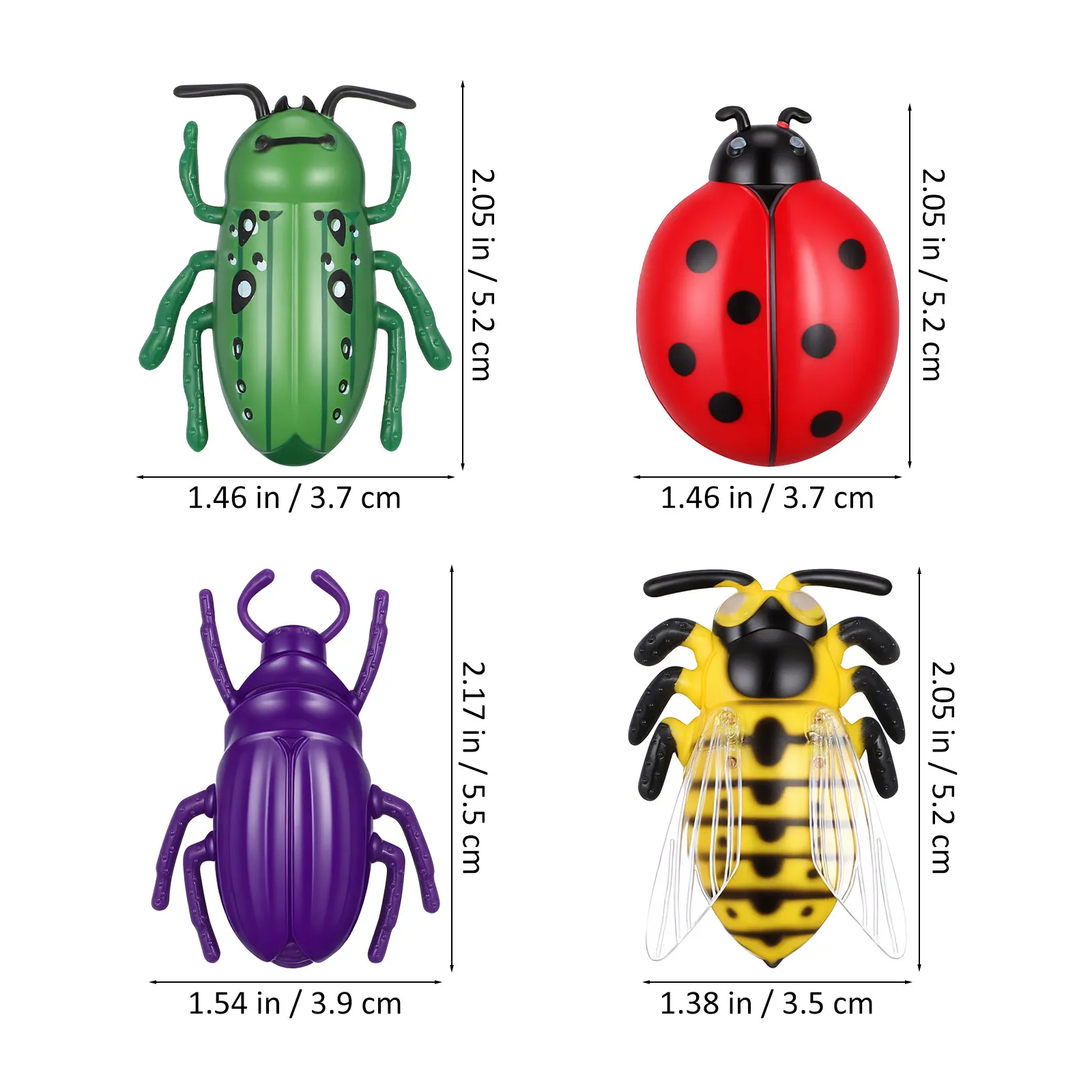 4개입 전동 움직이는 벌레 모양 고양이 장난감, 인터랙티브 미니 움직이는 애완동물 버튼 배터리 장난감 고양이 티저 장난감