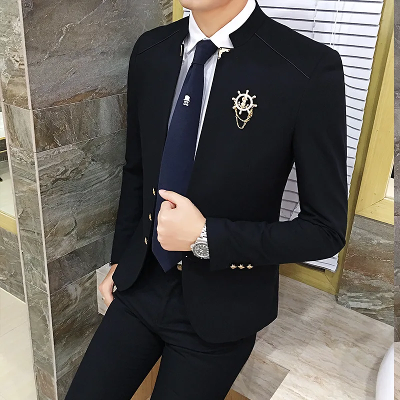 2022 New Suit Suit Male Korean Youth Fashion Groom Dress Suit Small Suit Two-piece Set Mens Suits  Suit