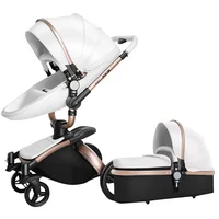 Nouvelle poussette bébé 3 en 1, landau en cuir PU, poussette pliable bidirectionnelle pour nouveau-né, landau pour bébé, kinderwagen, poussette pour bébé 6