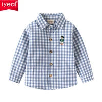 IYEAL Spring Autumn Long Sleeve Boy’s Plaid Shirts Casual Classic Turn-down Collar Tops With Pocket  for Children Kids Clothes