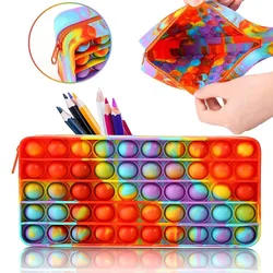 Trousse à crayons en Silicone pour filles et garçons, sac de papeterie Portable, organisateur de fournitures scolaires, jouet Fidget 