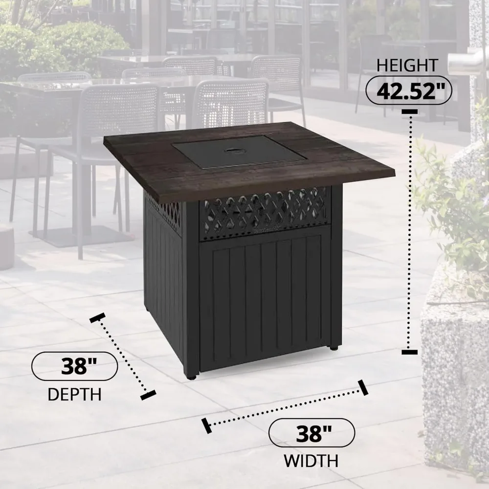 Outdoor Fire Pit, Smokeless Propane 41K BTU, 38", Mesa Cuadrada Para Hoguera 2