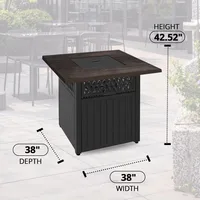 Outdoor Fire Pit, Smokeless Propane 41K BTU, 38", Mesa Cuadrada Para Hoguera 2