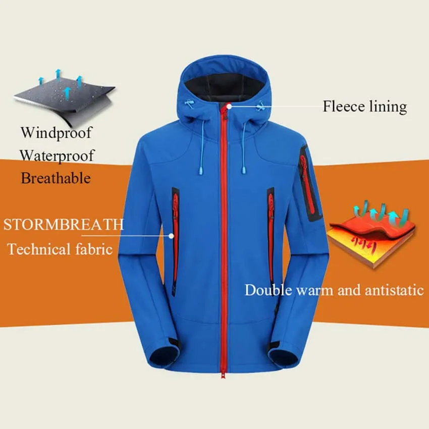 Waterproof hiking jackets NUONEKO mens winter fleece softshell