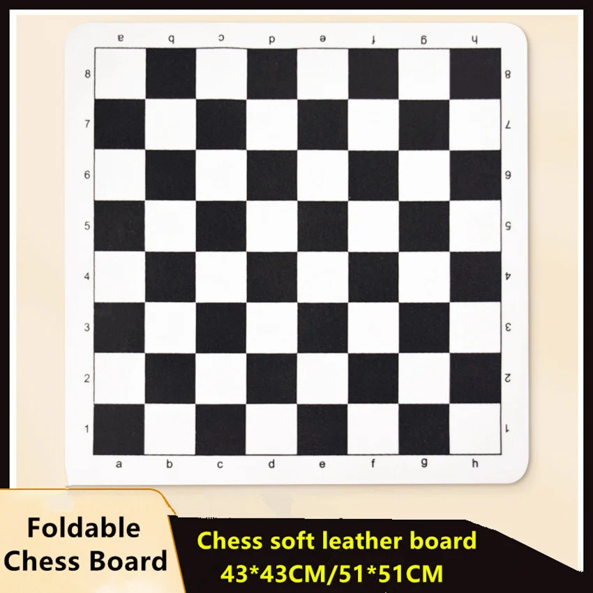 Board Game Foldable Chess Board Table Games Folding Chess Board Foldable Chess Board Soft Leather 43X43CM Portable Soft Rollable Leather Durable Chessboard International Chess Board
