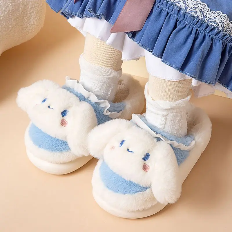 Sanrio Children's Slippers Winter Fleece-Lined Thermal Home Wear Non-Slip Comfortable Medium and Large Child Cotton Slippers