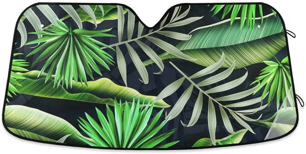 

Tropical Palm Leaves Front Car Windshield Sunshade Foldable Reflective Sun Shade Blocks UV Rays