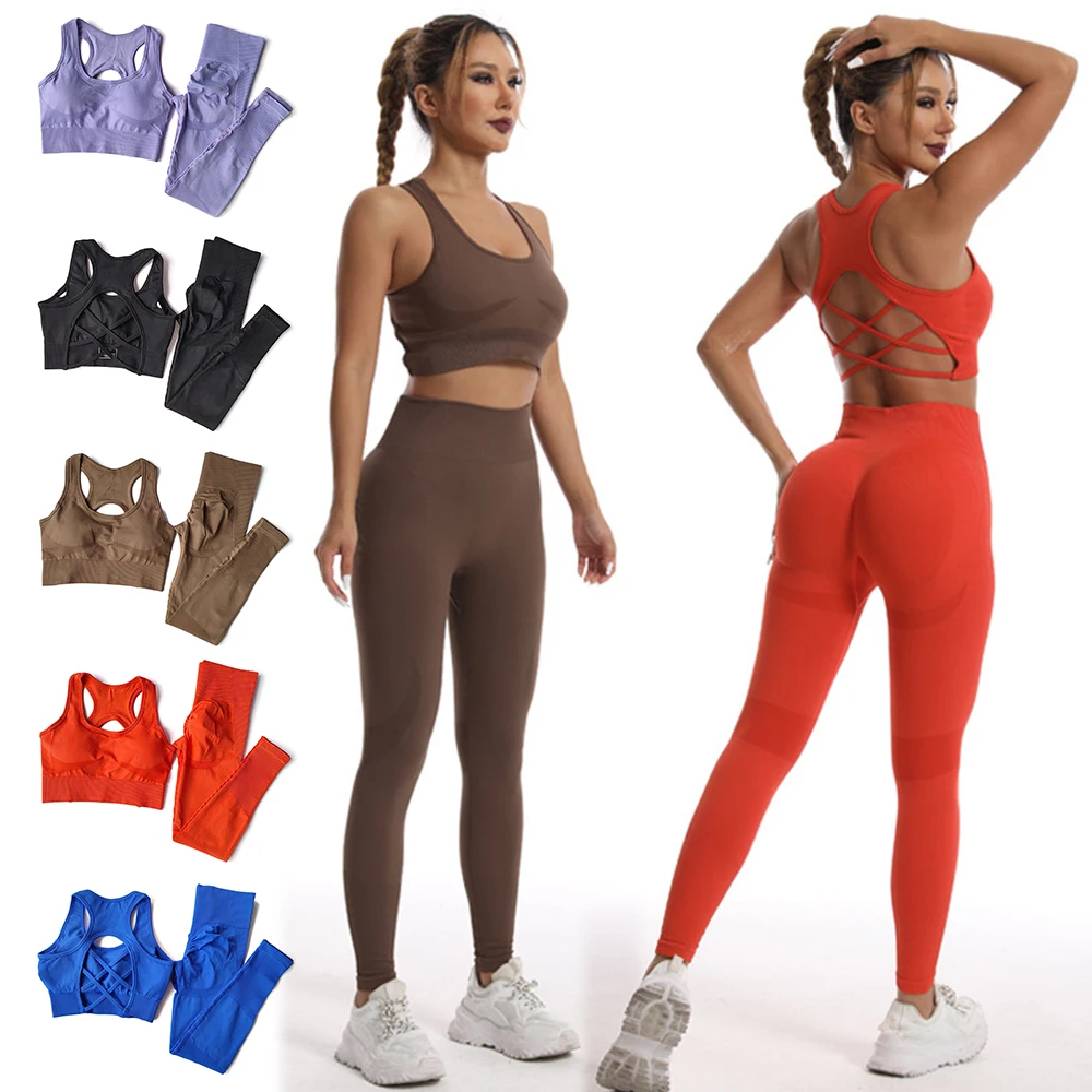 

Эластичный Спортивный комплект для фитнеса с высокой талией, спортивный бюстгальтер, комплекты для йоги, эластичный комплект из двух предметов, леггинсы с высокой талией для женщин