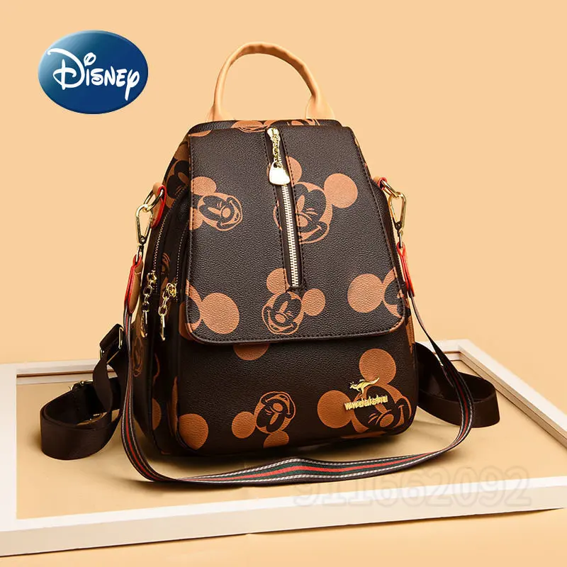 Disney Mickey New Women's Backpack Luxury Brand Women's Leisure Backpack  Large Capacity Cartoon Fashion Rivet Travel Backpack