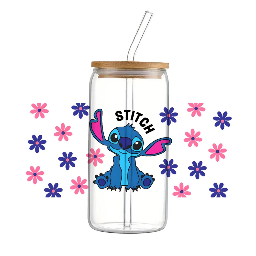 thumbnail image 1 of Mini calcomanía de transferencia UV DTF de Disney Stitch y Lilo para vasos de café de vidrio de 16 oz, calcomanía de cristal de transferencia UV, 1 of 5