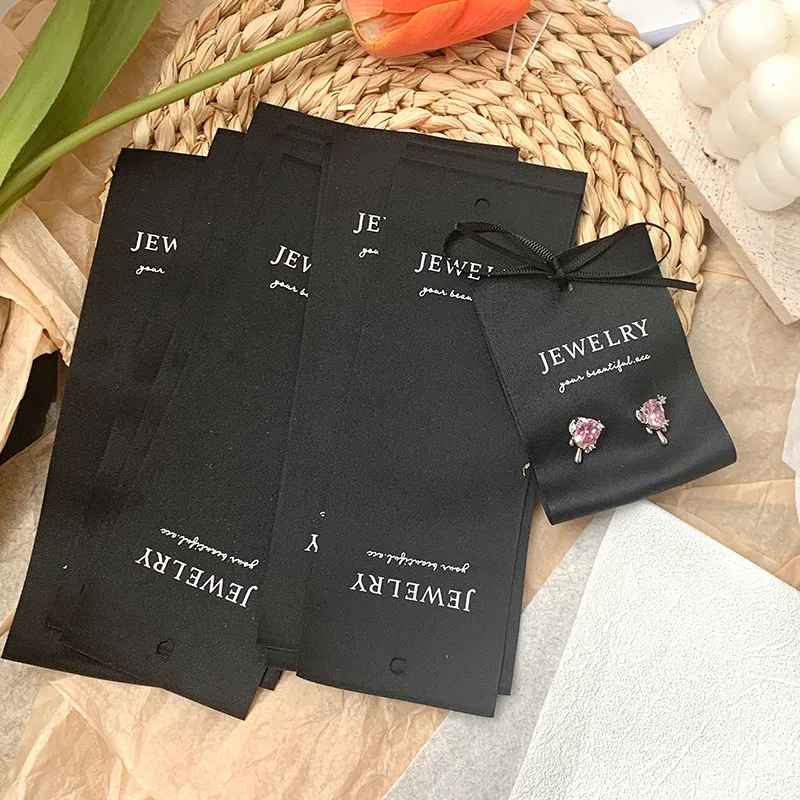 10pcs 럭셔리 보석 포장 카드 라벨 태그 활 패브릭 DIY 수제 귀걸이 목걸이 팔찌 패키지 디스플레이 작은 Bussiness