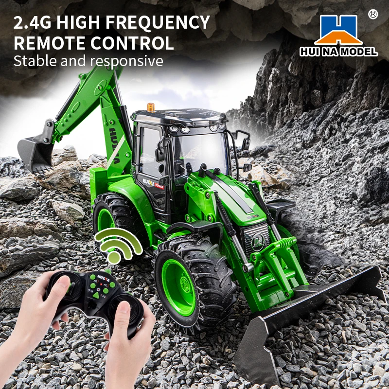 1:14 HUINA 1579 원격 조종 굴삭기 2.4G 9CH 완제품 RC 로더 굴착기 모델 장난감 (남아용 선물) TH23383