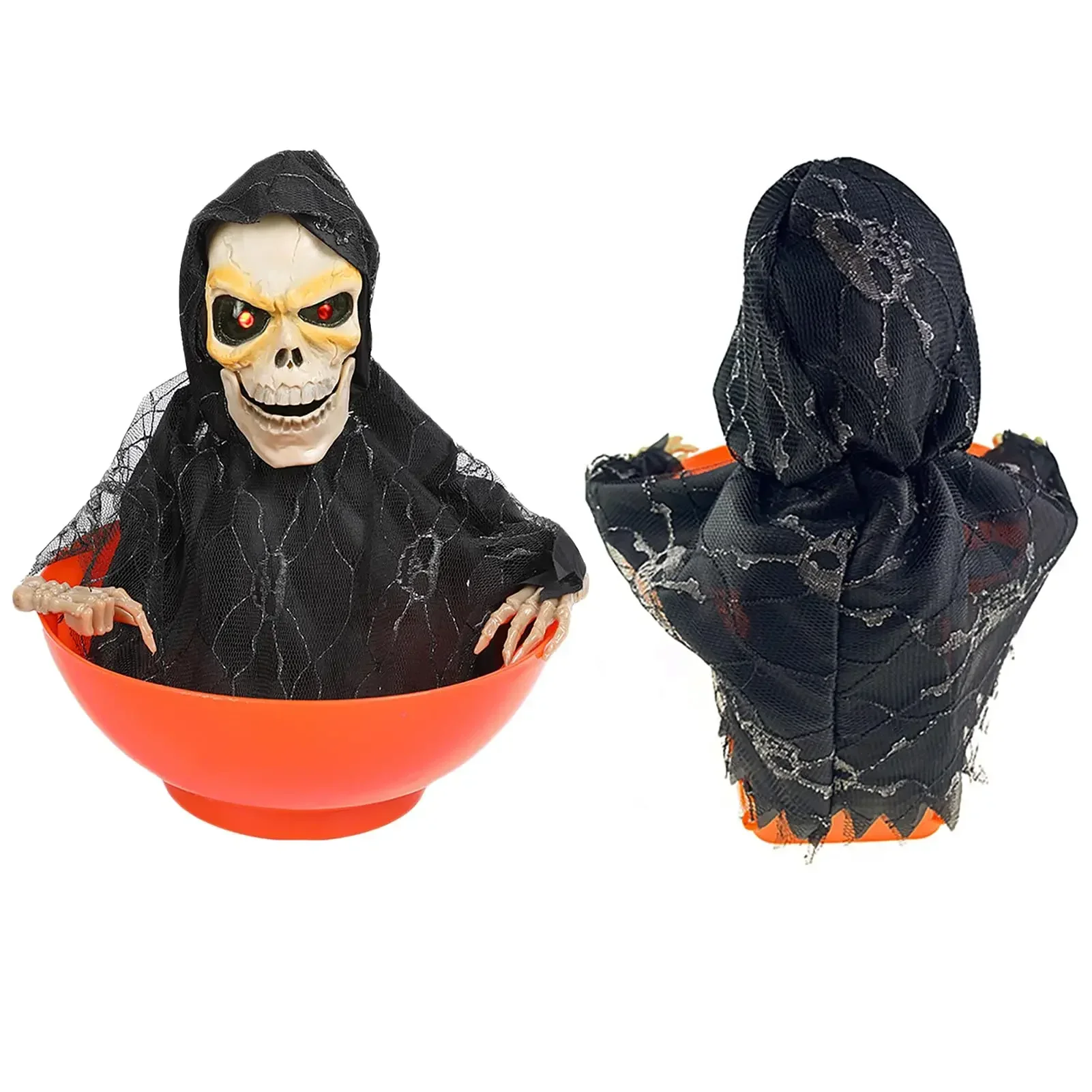 Halloween Candy Bowl Electric Fruit Tray Haunted Party Props Skeleton Bowl for Trick or Treating Halloween Party Decoration