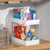 2 Tier Under Sink Organizer Kitchen Organizer Cabinet Storage Rack Multipurpose Rack Under Sink Storage for Bathroom Kitchen 1
