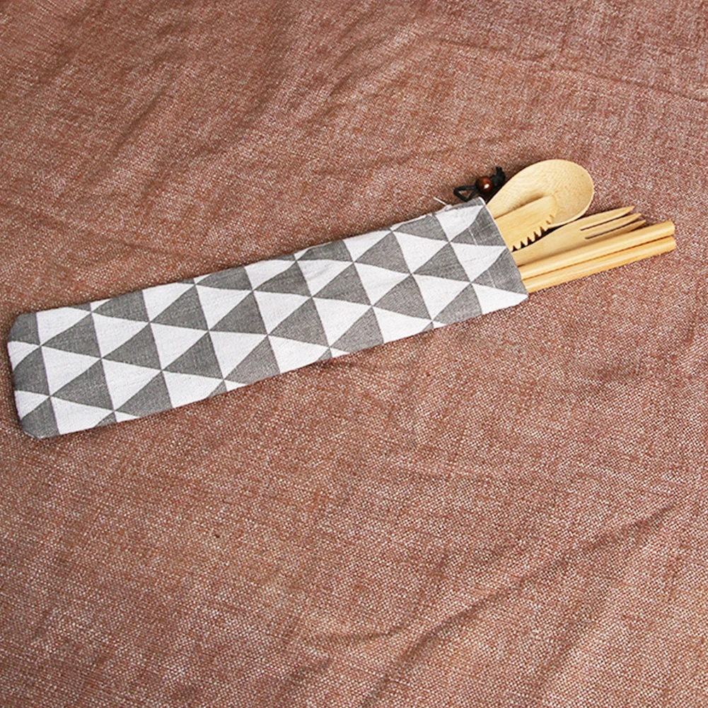 Bamboo Utensils Travel Cutlery Set Eco-Friendly Reusable Outdoor Portable Utensils Zero-Waste Bamboo Camping Flatware Set