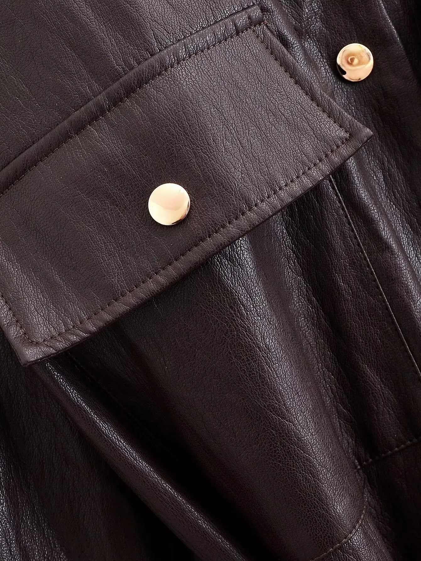 Women Fashion Elegant Faux Leather Jacket Fall Winter High Street Casual With Belted Solid Coat Female Long Sleeve Loose Outwear