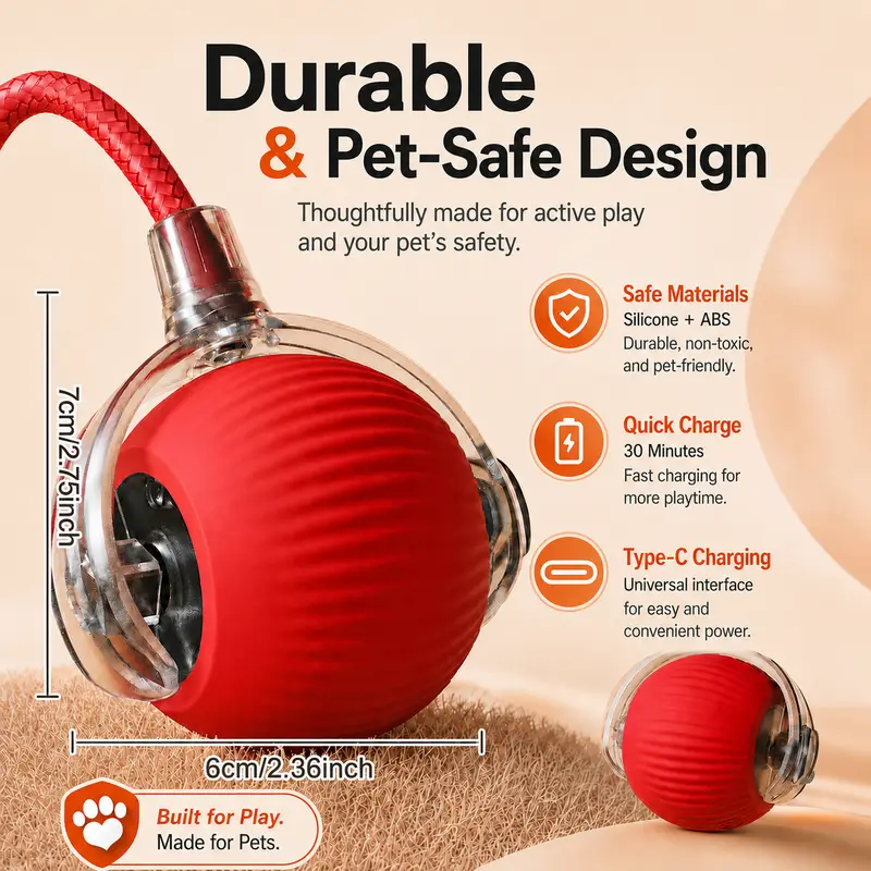 New Dog Interactive Ball Toy,Automatic Rolling Dog Ball Rechargeable,Smart Puppy Interactive Toy,Intelligent Balls Toy for Dogs - Image 3