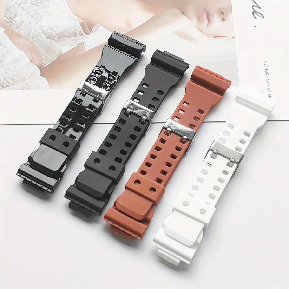 Durable TPU Rubber Men's Watch Band with Raised 16mm Design