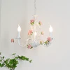 Rural Bedroom Chandelier French Living Room Children's Room Iron Flowers Plants Warm American Retro Fresh Ceramic Pendant Lamps 3