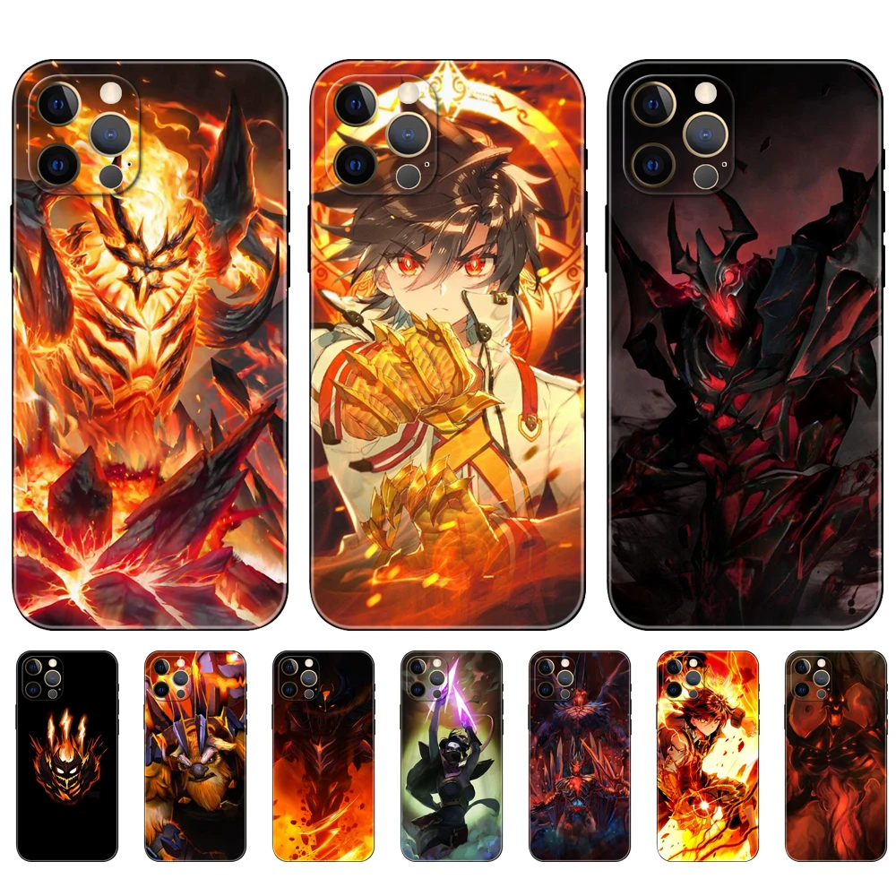 Черный чехол из ТПУ для iphone 5 5s se 2020 6 6s 7 8 plus x 10 XR XS 11 12 13 mini pro MAX, задняя крышка Shadow Fiend Dota 2