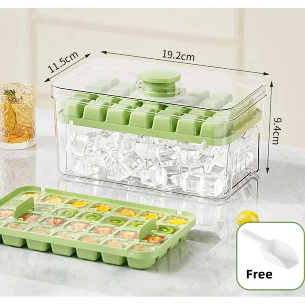 28/56 Grids Food Grade One Touch Ice Cube Maker with Lid Home Use Ice Tray Model Self Making Ice Block Tool Kitchen Essential
