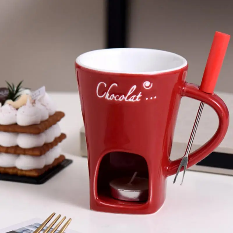 Fondue Pots Fondue Mug Set Personal Mini Chocolate Cheese Ice Cream Maker Kit Individual Butter Melter Cup Small Warmer